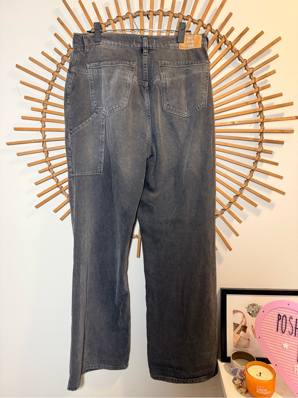 We The Free Tinsley Baggy High Rise Straigjt Leg Jeans Faded Black Slouch Grunge - Picture 9 of 16